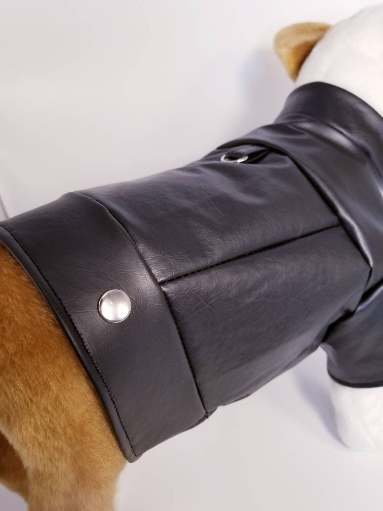 Faux Leather Motorcycle Jacket Dog Coat Small Dog Clothes Dog Etsy