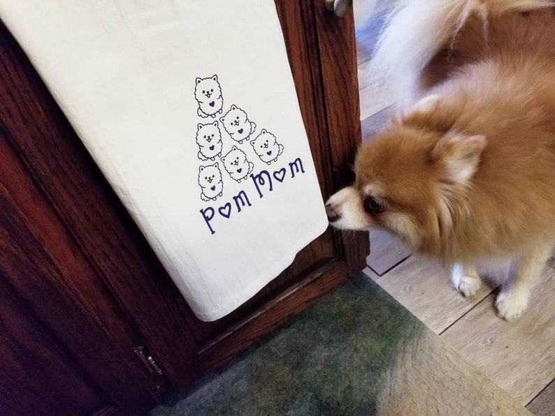 Pomeranian Dog Pom Mom Kitchen Towel Flour Sack Towel Dog Mom Gift Dog Lover Pommy Mommy Pom Dad