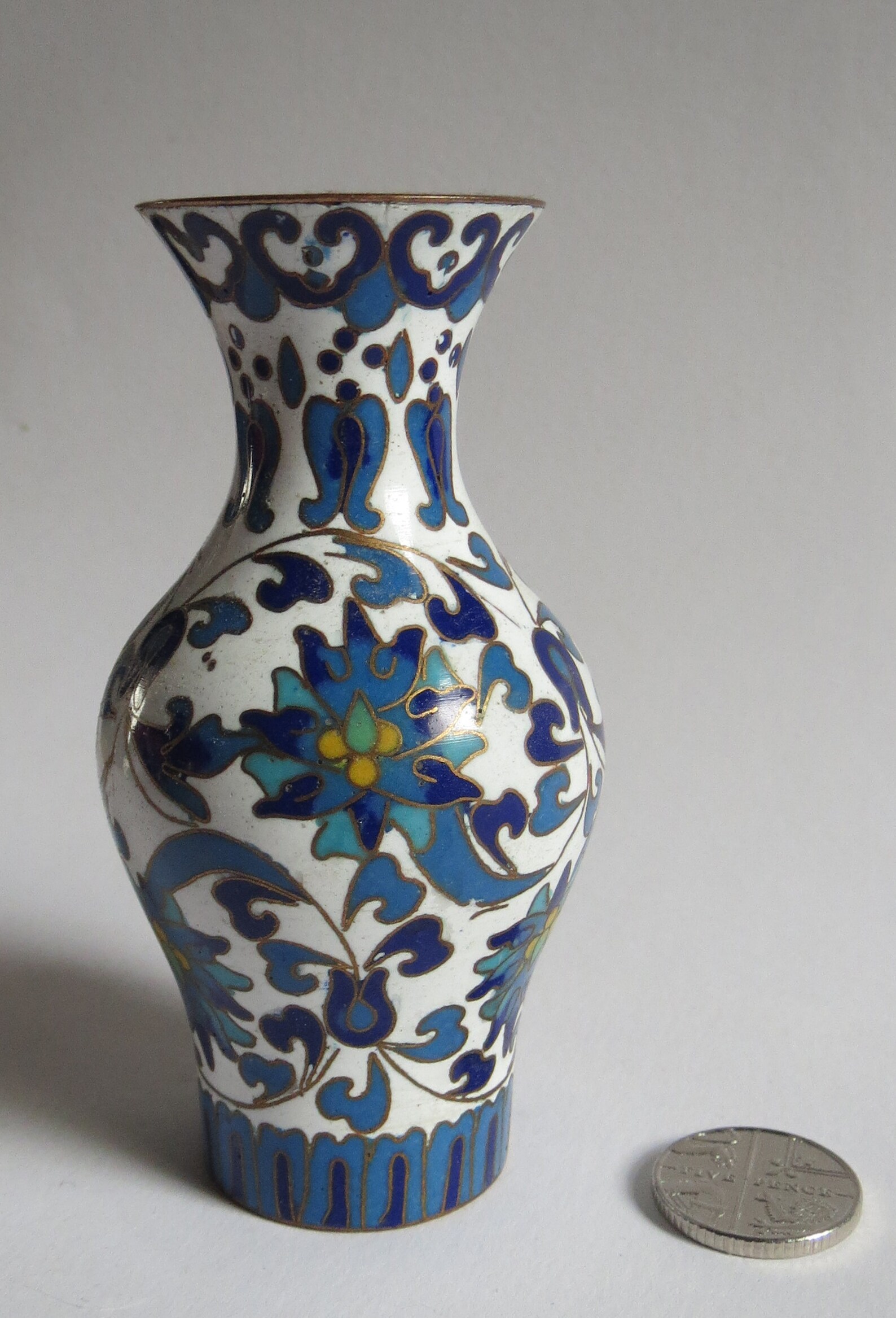 Vase Vintage Cloisonne Vase Blue and White Circa Etsy