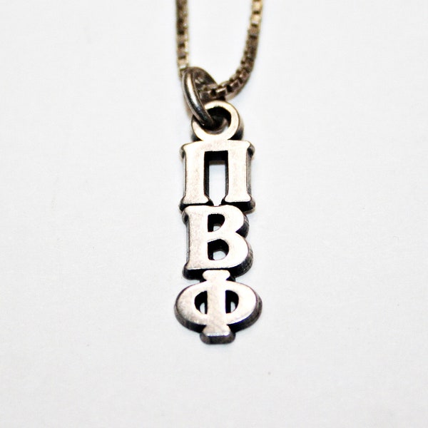 Vintage Pi Beta Phi Sterling Silver Greek Sorority Pendant Necklace on Sterling Chain