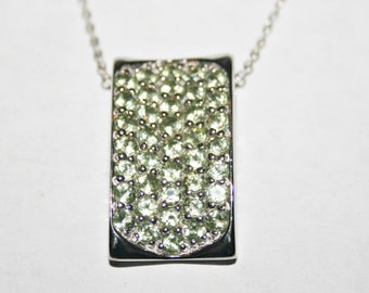 Vintage Sterling Silver Peridot Pendant Necklace