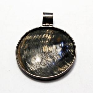 Vintage Sterling Silver and Shell Pendant