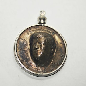 Vintage 1964 John F Kennedy Silver Half Dollar Pendant