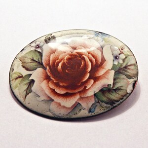 Vintage Enamel Rose Brooch