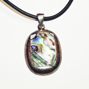 Vintage Sterling Silver and Abalone Shell Pendant Necklace