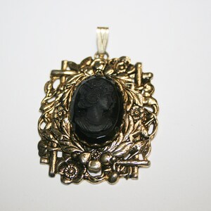 Vintage Glass Cameo Pendant image 1