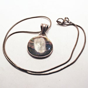 Vintage Sterling Silver and Abalone Shell Pendant Necklace