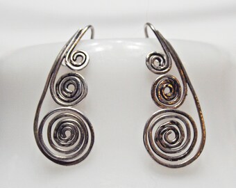 Vintage Sterling Silver Scrollwork Drop Earrings