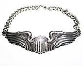 WWII Sterling Pilot Wings Badge Sweetheart Bracelet