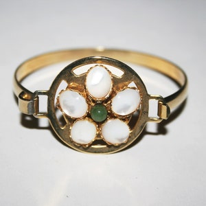 Vintage Perlmutt Blumen Armreif