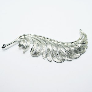 Vintage Silver Tone Feather Brooch