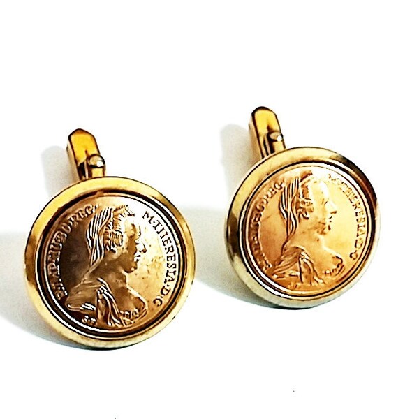 Vintage Austrian Maria Theresa Coin Cuff Links Unisex