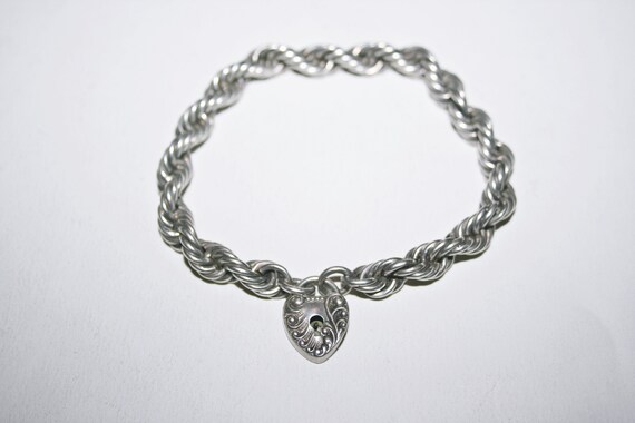 Antique Ornate Sterling Silver Padlock Bracelet - image 5