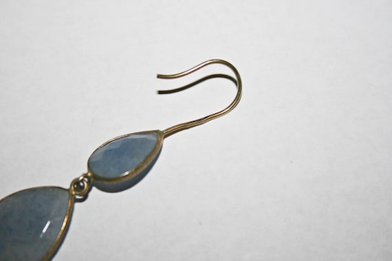 Vintage Sterling Silver Blue Chalcedony Drop Earr… - image 6