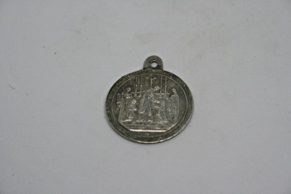 Antique French Silver First Communion Pendant - image 4