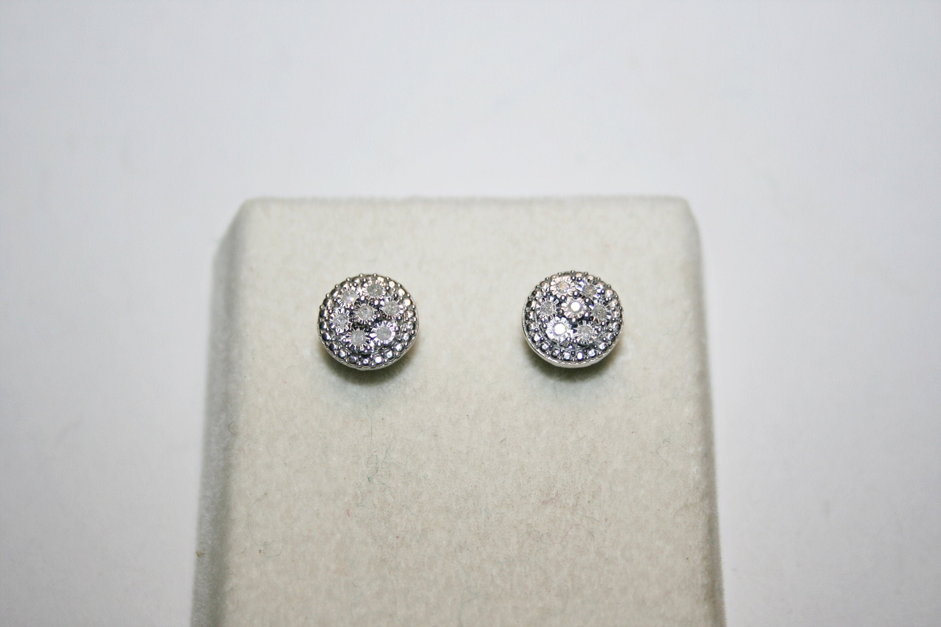 Vintage Sterling Silver Diamond Chip Stud Earrings | Etsy