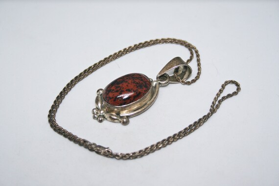 Vintage Sterling Silver and Red Stone Pendant Nec… - image 4