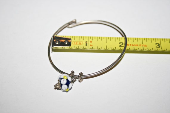 Vintage Sterling Silver Art Glass Bangle - image 3