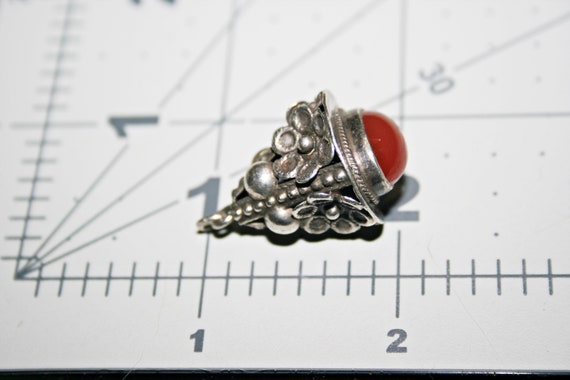 Antique Sterling Silver and Carnelian Glass Fob - image 2