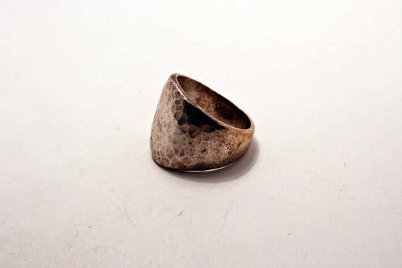 Size 7 - Wide Sterling Silver Hammered Ring - image 5