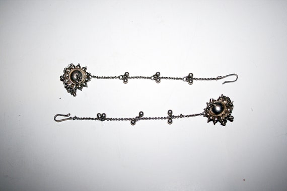 Vintage Sterling Silver Ethnic Indian Earrings - image 4