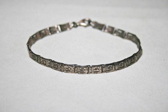 Vintage Sterling Silver Greek Key Chain Bracelet - image 1