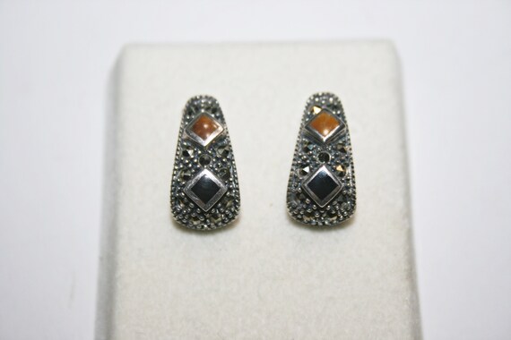 Art Deco Revival Sterling Silver Onyx Tiger's Eye… - image 7