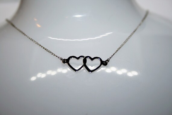 Vintage Sterling Silver Double Heart Necklace - image 8