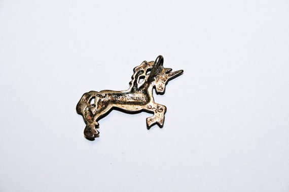 Vintage Sterling Silver Unicorn Pendant - image 3