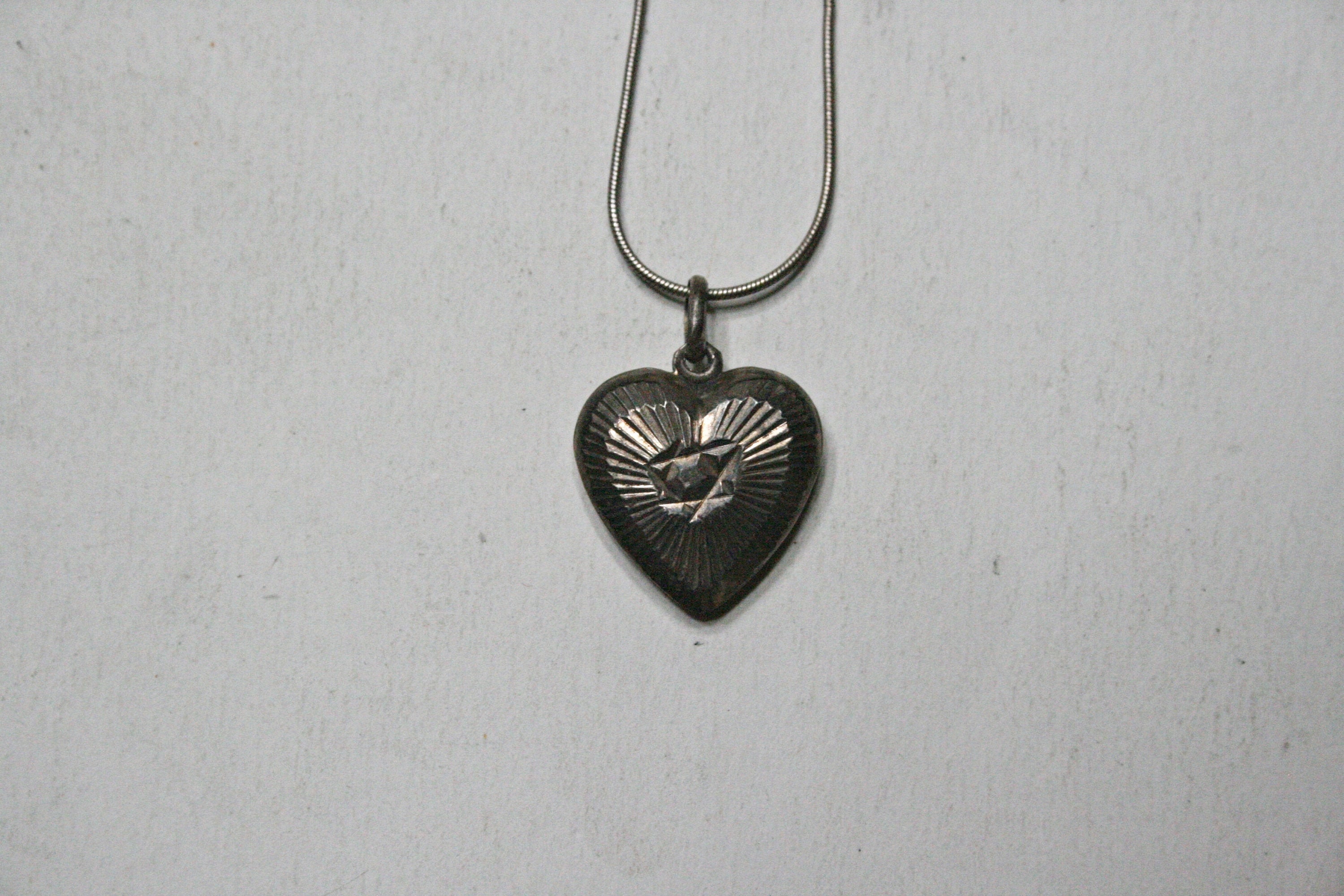 thumbnail image 2 of Vintage Floral Steel Heart Beads – 20x18mm Silver Stampings, NOS Pendants 2 of 4