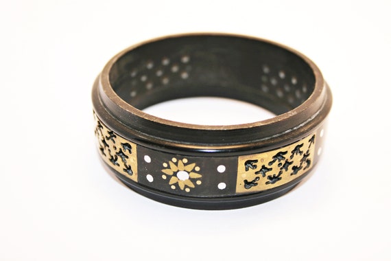 Vintage Horn Pique Bracelet with Silver and Gold … - image 10