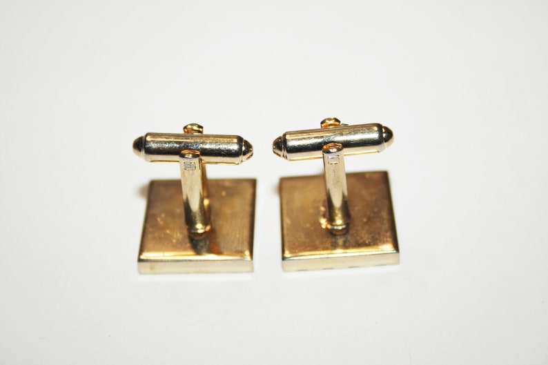 Vintage Gold Tone Checkered Cuff Links