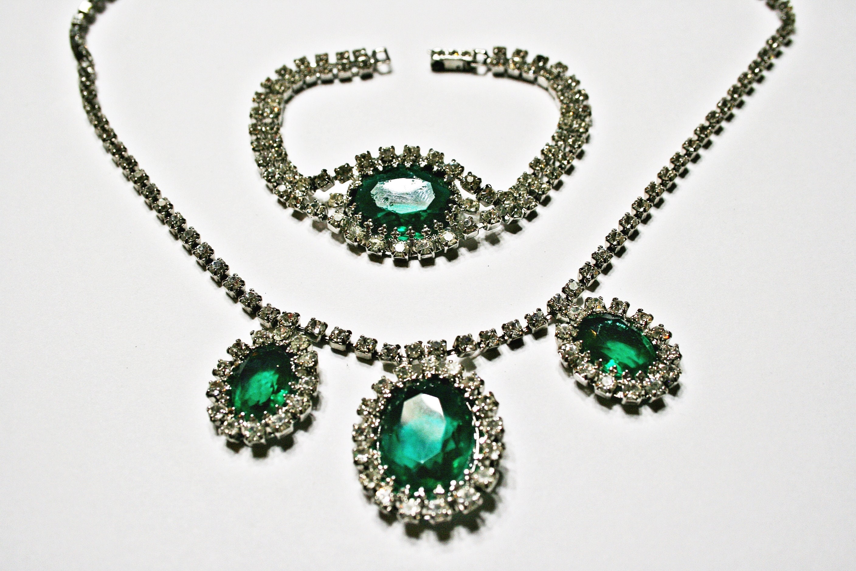 Art Deco Demi Parure Diamante Necklace and Bracelet Set | Etsy