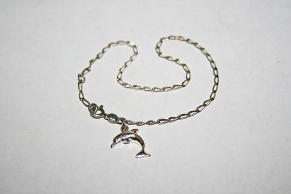 Vintage Sterling Silver Chain Bracelet with Dolph… - image 3