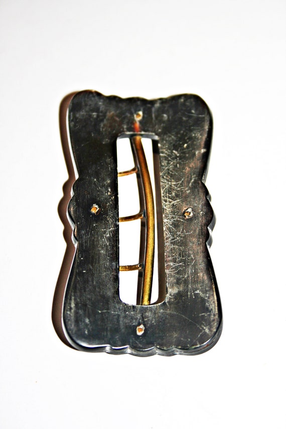 Antique Victorian Carved Horn Sash Buckle - image 10