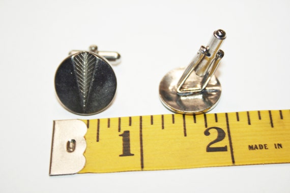 Vintage Silver Tone Modernist Cuff Links - image 2