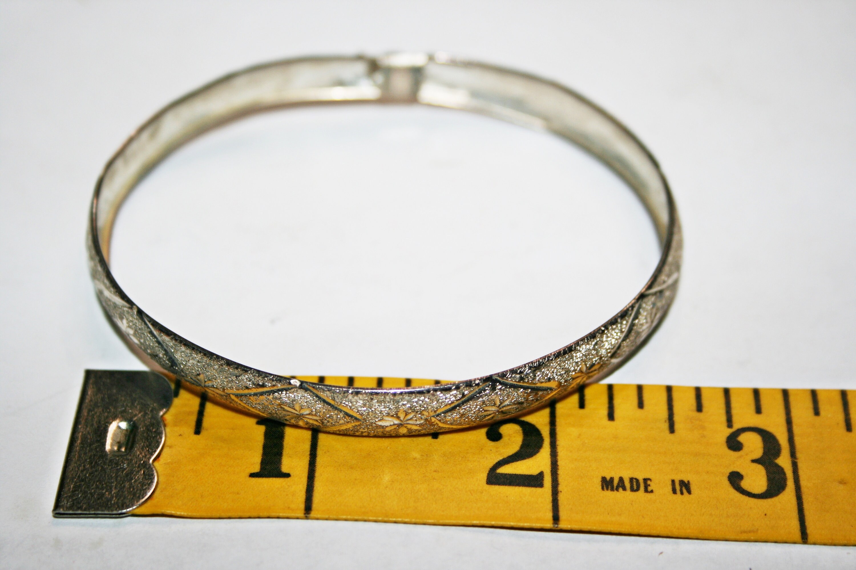 Antique Art Deco Sterling Silver Bangle Bracelet With Engraved - Etsy