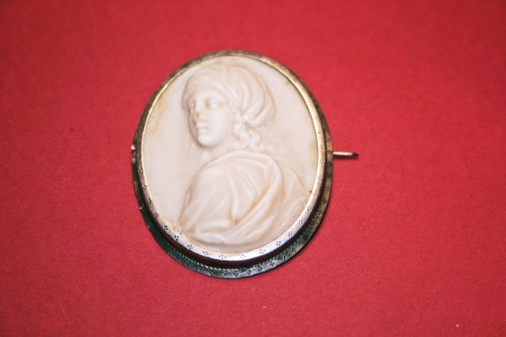 RARE 2" Antique French Dripstone Cameo Brooch of … - image 2