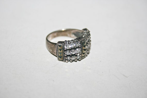 Size 6 - Vintage Sterling Silver Clear Crystal an… - image 5