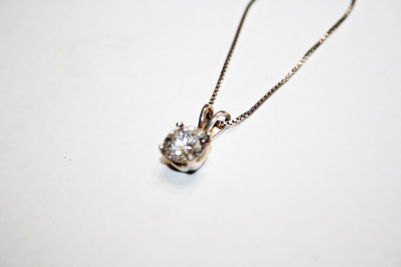Vintage Sterling Silver and Cubic Zirconia Pendant Necklace