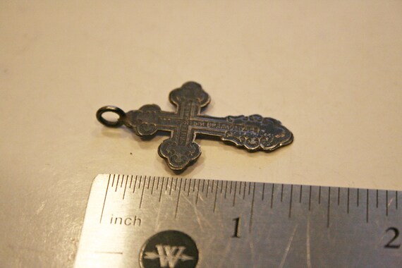 Antique 84 Silver Imperial Russian Cross Pendant - image 2