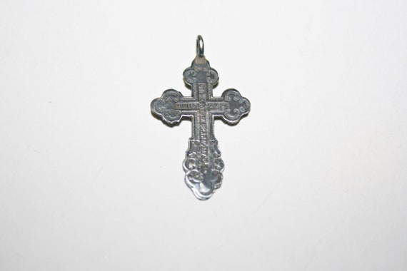 Antique 84 Silver Imperial Russian Cross Pendant - image 6