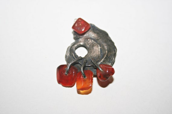 Vintage Sterling Silver and Carnelian Modernist B… - image 1