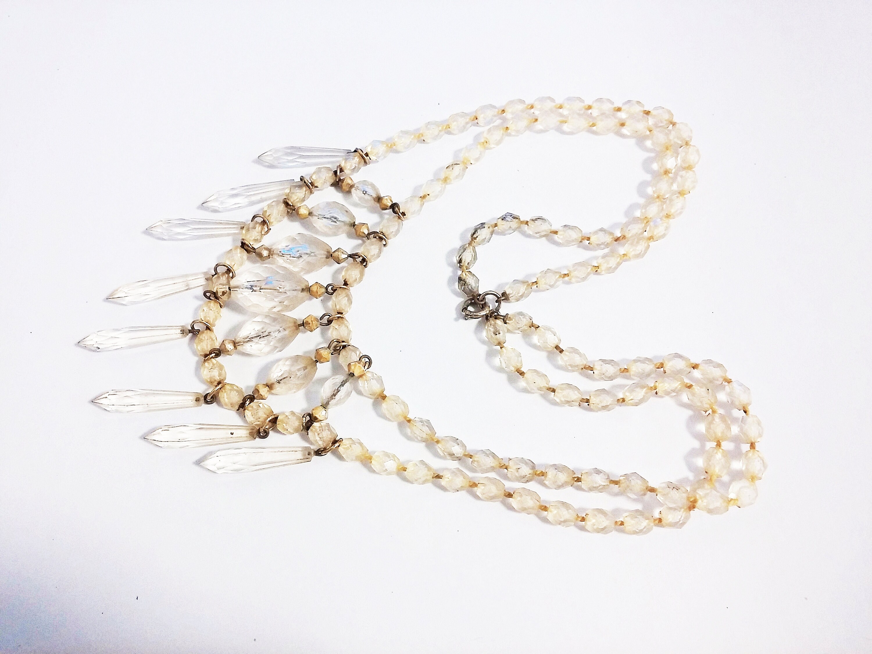Vintage Art Deco Clear Plastic Necklace | Etsy