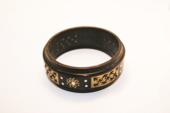 Vintage Horn Pique Bracelet with Silver and Gold … - image 8