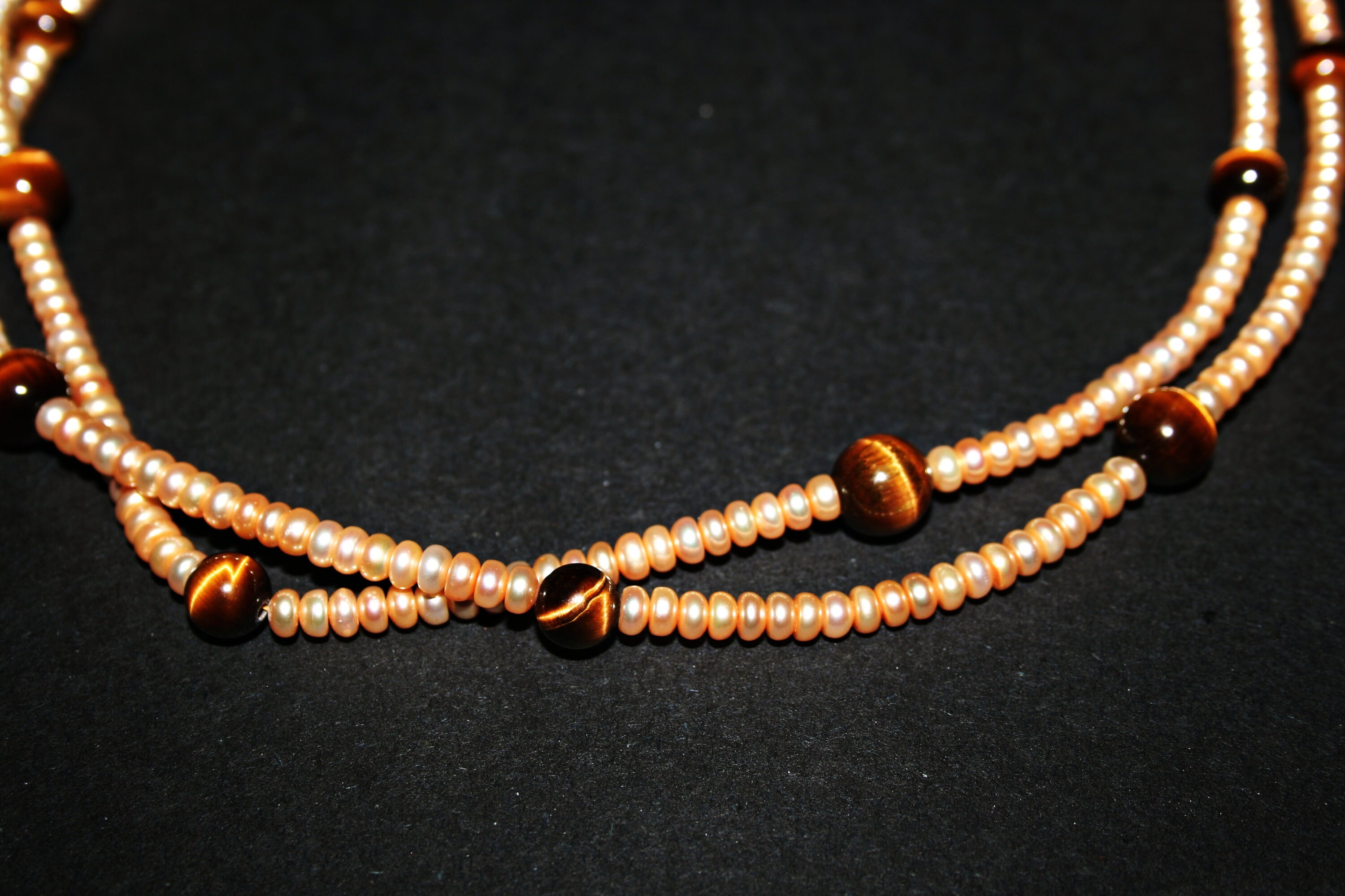 40 Vintage Tiger's Eye and Freshwater Pearl Necklace Etsy