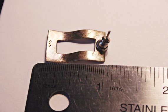 Vintage Sterling Silver Modernist Square Stud Ear… - image 2
