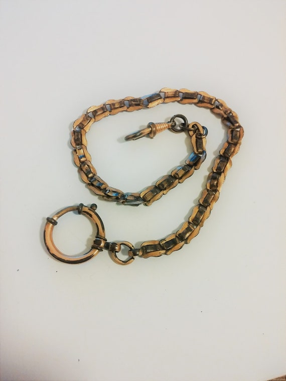 11.5" Antique Rose-gold plated Watch Chain Thick V