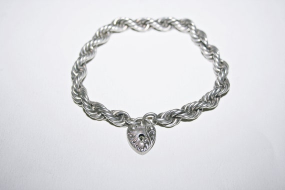 Antique Ornate Sterling Silver Padlock Bracelet - image 4