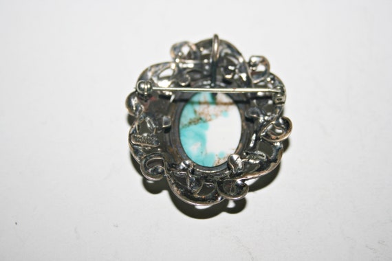 Vintage Sterling Silver Czech Faux Turquoise Glas… - image 3